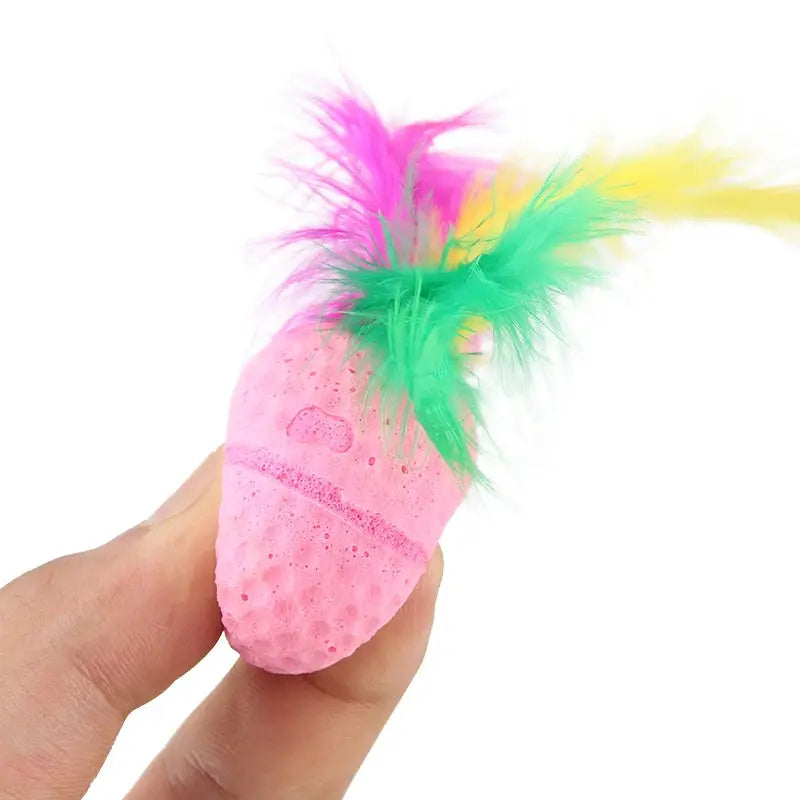 10pcs Pet Toys Latex Ball Cat Toy Foam Ball Feather Kitten Playing Cats Ball Toy by PawHaven