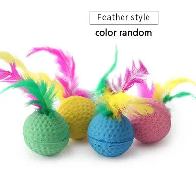 10pcs Pet Toys Latex Ball Cat Toy Foam Ball Feather Kitten Playing Cats Ball Toy by PawHaven