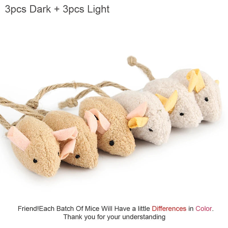 6pcs Mix Pet Toy Catnip Mice Cats Toys Fun Plush Mouse Cat Toy For Kitten by PawHaven