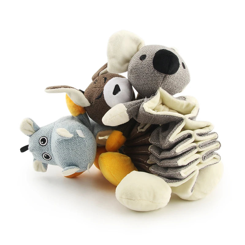 Cloth Leakage Food Dog Toy For Puppy Hippo Slow Feed Small Dog Toys Kangaroo Koala Cotton Linen Slow Eat Pet Toy by PawHaven