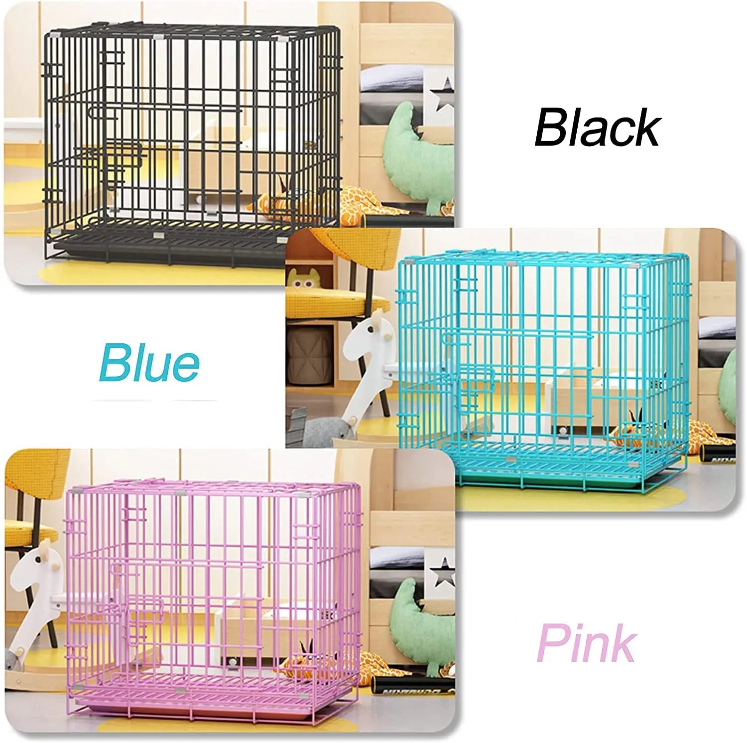 Large Heavy Duty Dog Crate Strong Pet Cage Tear Resistant Metal Kennel Playpen with Leak-proof Pan Pet Run Enclosure Playpen by PawHaven