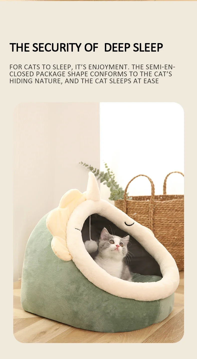 Cat Pad Bed Sweet Soft Warm Pet Basket Cozy Kitten Lounger Cushion Pet House Tent Small Dog Mat For Washable Cats winter Beds by PawHaven