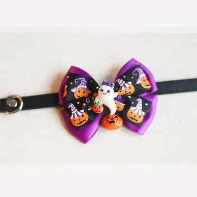 Halloween Pet Bow Tie Collar with Bell, Anti-Lost Pumpkin Decor for Cats, Small Dogs & Teddy Anti-Lost Design with Bell by PawHaven