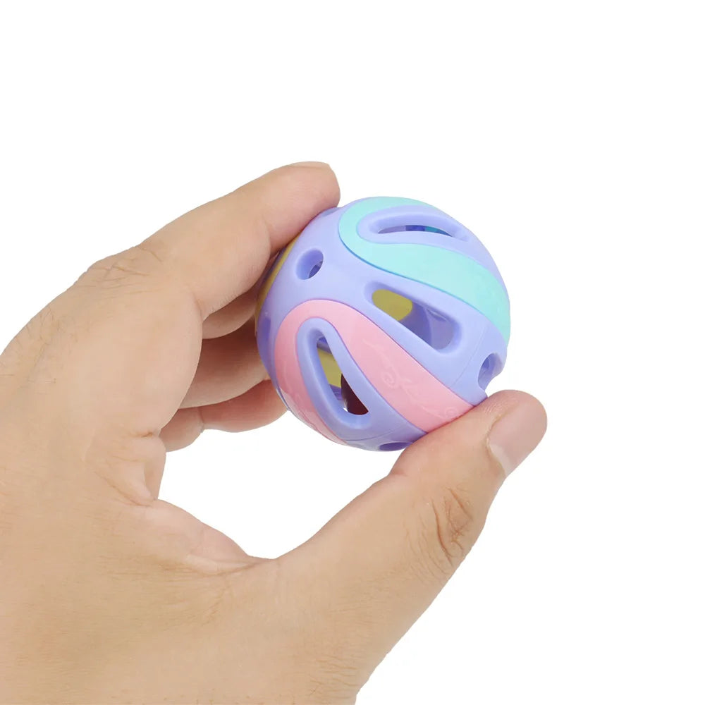 6pcs Random Bell Plastic Ball Cat Toy Colorful Splicing 4.8cm Pet Toy Accessory by PawHaven