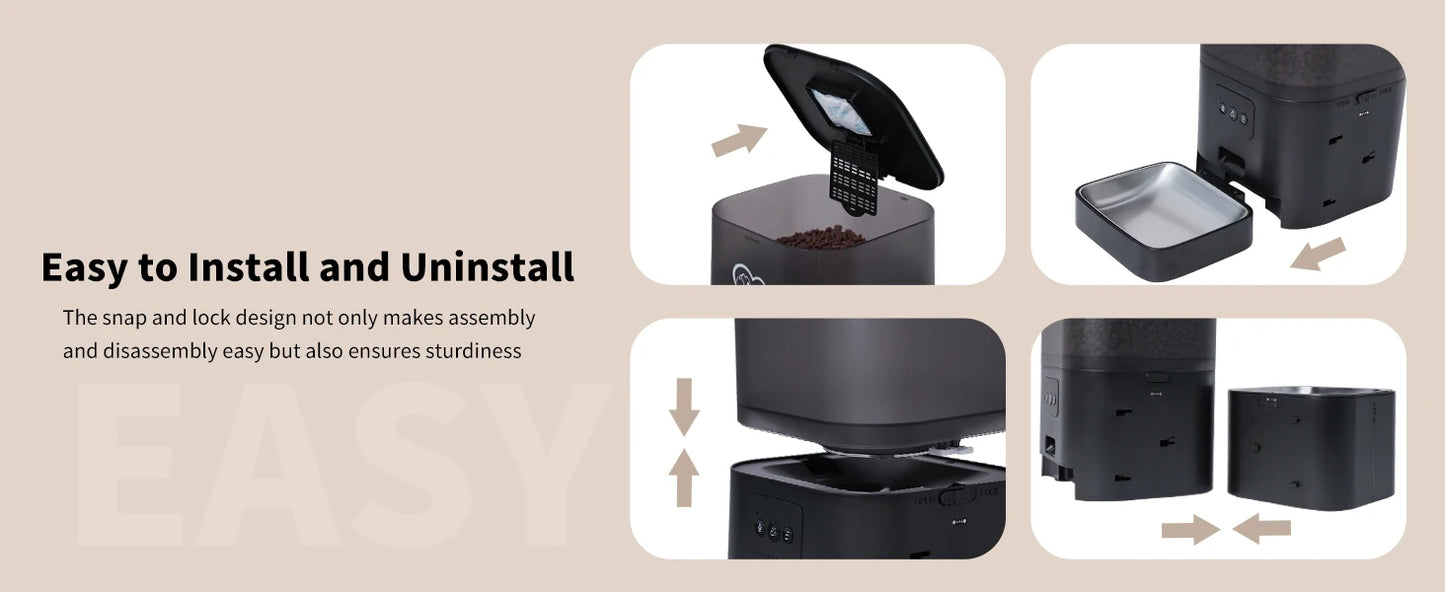 DOEL 2-in-1 Smart Cat Feeder 6L Dry Feeder & 2.5L Cat Water Fountain w/ App Control Timed Feeding For Small Dogs Food Dispenser by PawHaven