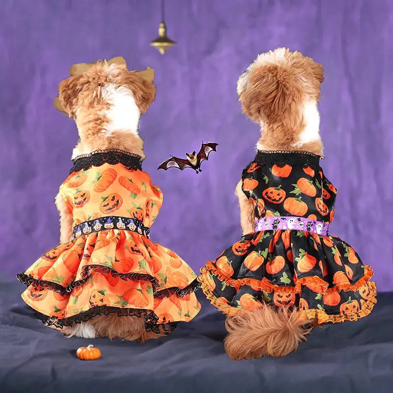 Halloween Dog Dress for Small Medium Large Dogs Pumpkin Pet Costume Party Outfit by PawHaven