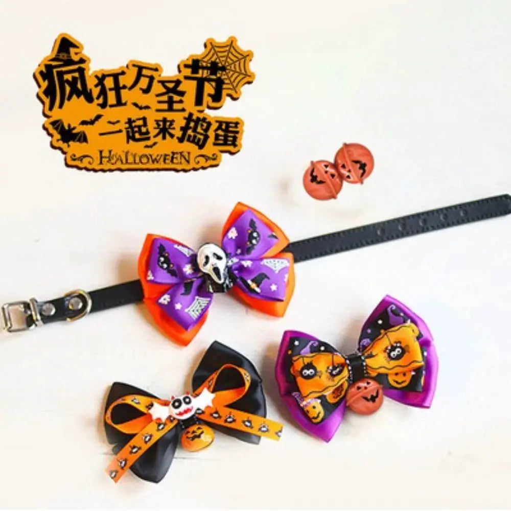 Halloween Pet Bow Tie Collar with Bell, Anti-Lost Pumpkin Decor for Cats, Small Dogs & Teddy Anti-Lost Design with Bell by PawHaven
