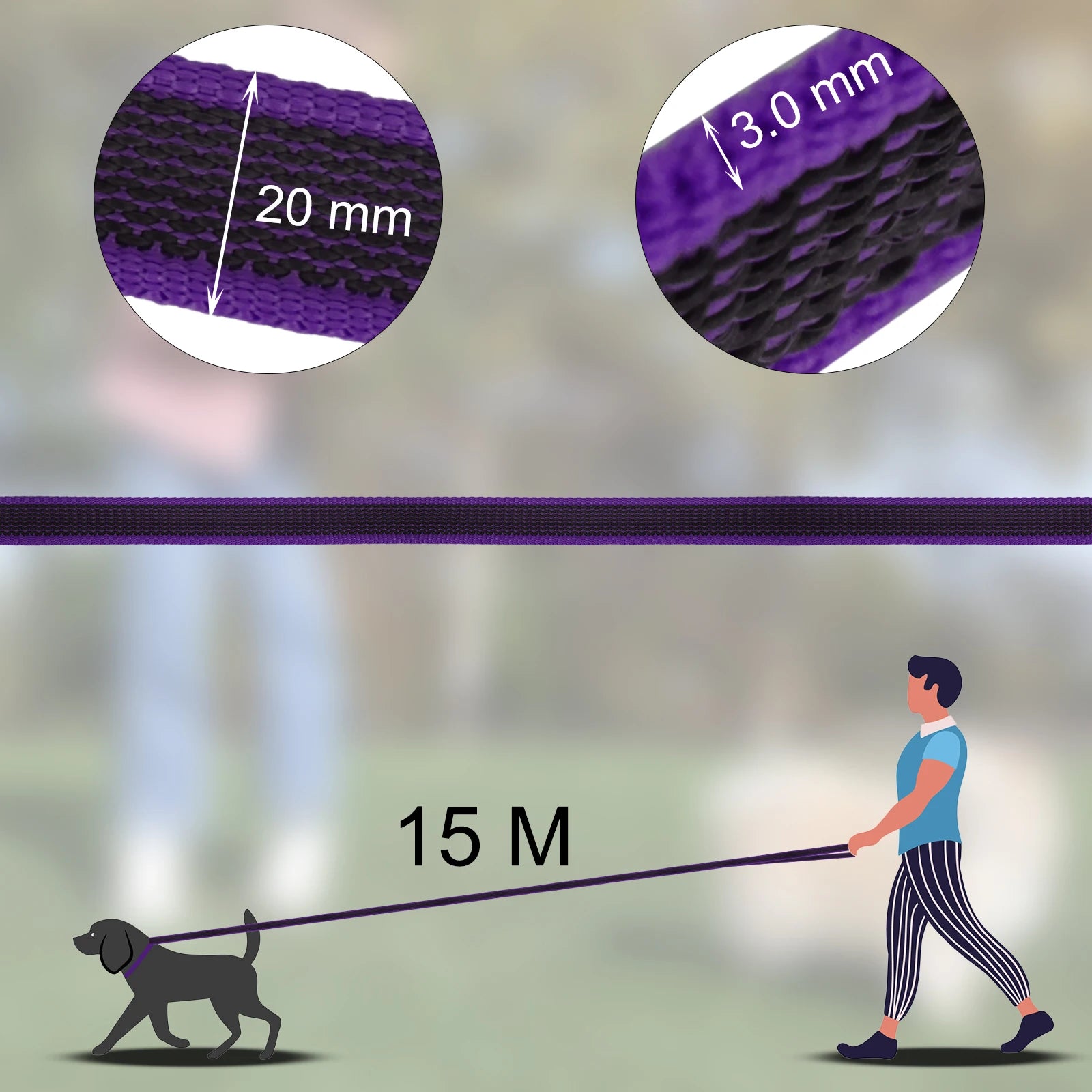 1.5M/2M/5M/3M/15M Medium small Long Dog Leash Latex Silk Easy and Convenient Training Big Dual color dog leash 10 meters by PawHaven