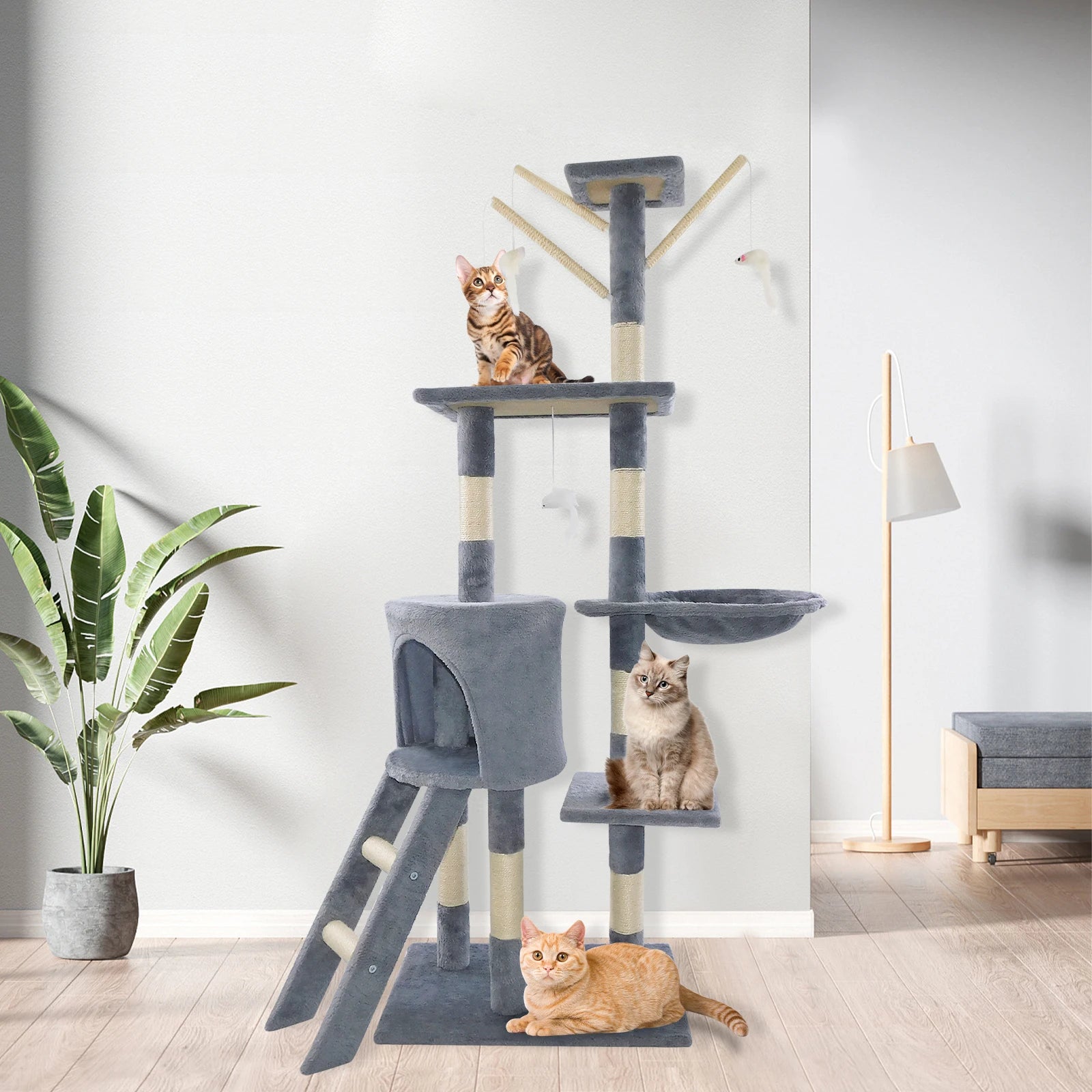 Briefness Premium Five Tier Cat Tree With Scratching Post by PawHaven