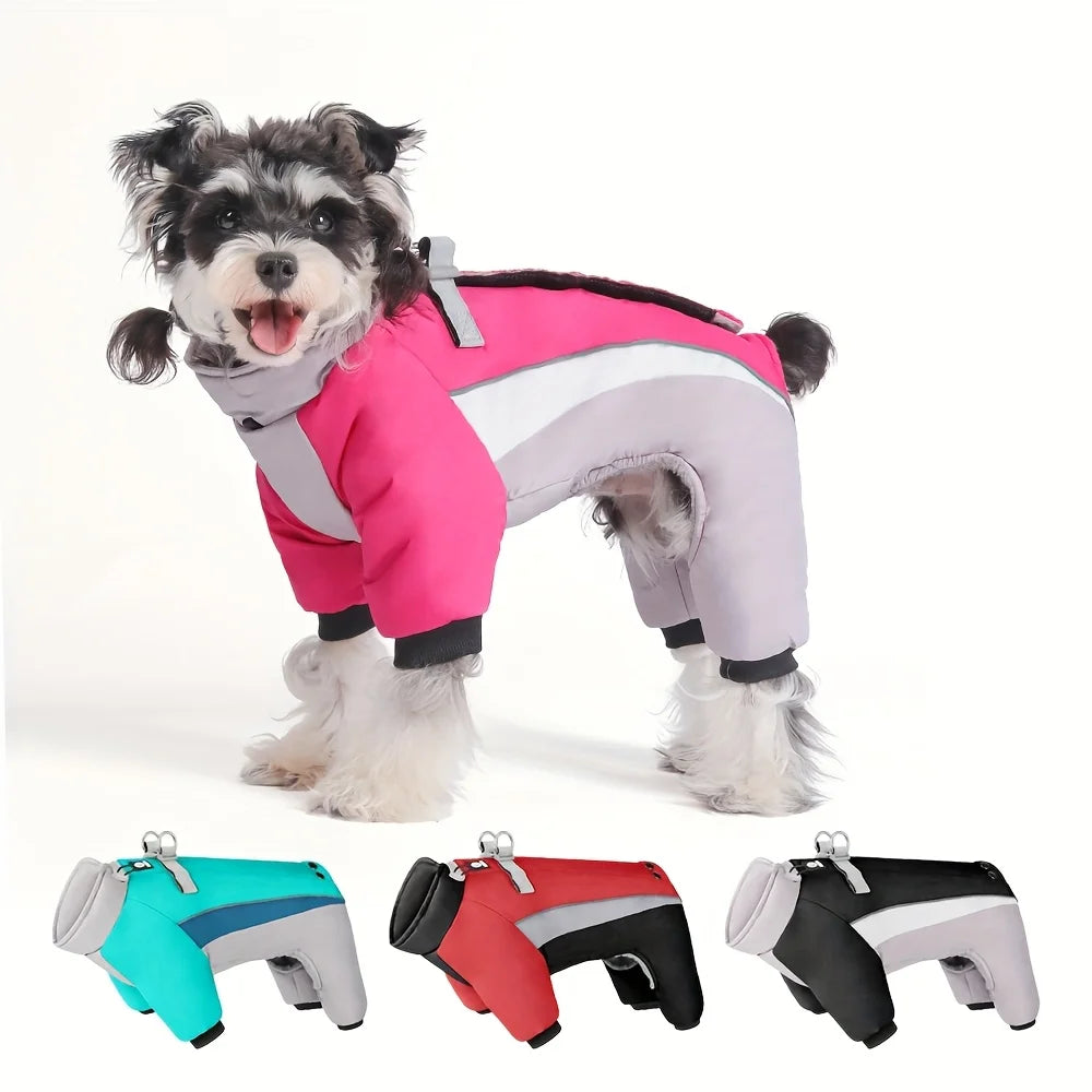 Autumn and winter new dog clothes, four-legged cotton jacket, outdoor reflective leash, thick coat for keeping dogs warm by PawHaven
