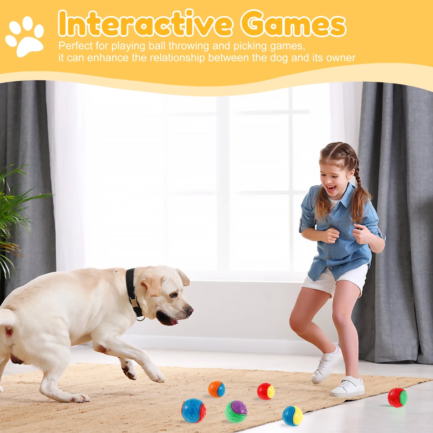 6Pcs Dog Squeaky Balls Toys Interactive Soft TPR Dogs Chew Toy for Pet Teeth Cleaning Bite Resistance Pet dogs accessories by PawHaven