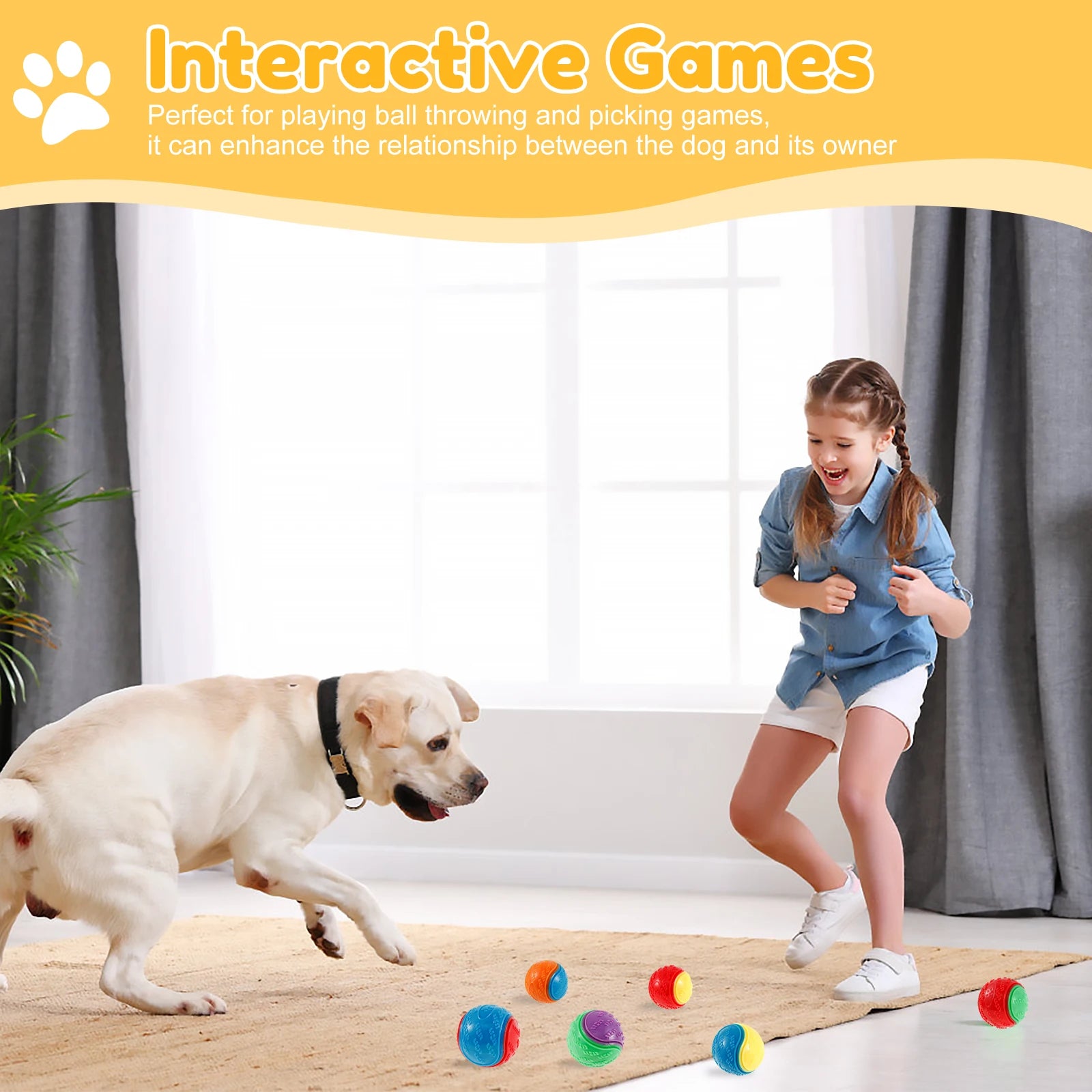6Pcs Dog Squeaky Balls Toys Interactive Soft TPR Dogs Chew Toy for Pet Teeth Cleaning Bite Resistance Pet dogs accessories by PawHaven