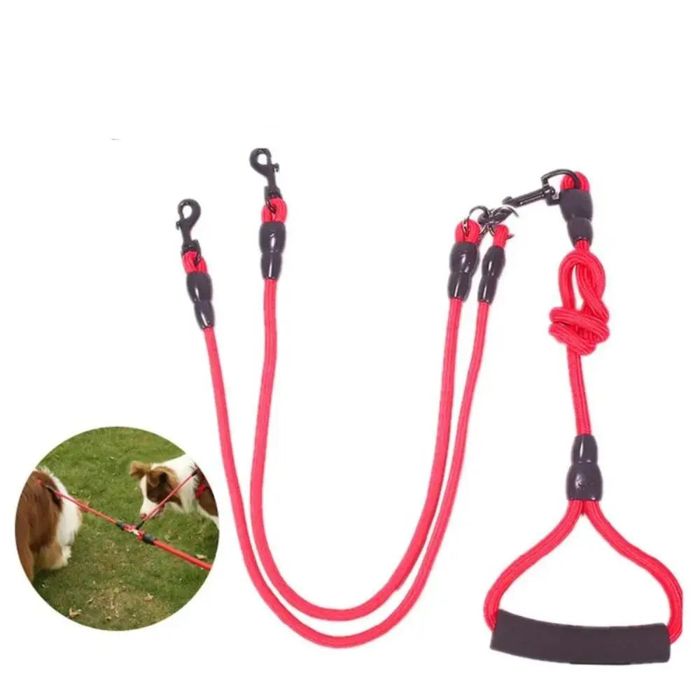 Pet Leash Nylon Double Dual Two Heads Dogs Rope 2 Way Coupler Walk Dogs Collars Harness Leads Dog Leashes by PawHaven