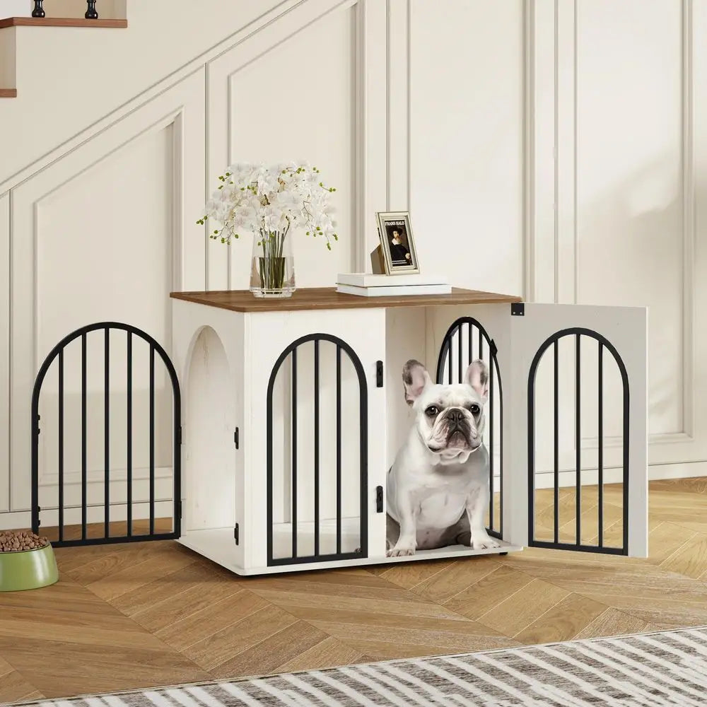 Dog Crate Furniture, 68 cm Wooden Dog Crate, Indoor Kennel for Small Dogs, End Side Table Animal Crates, AntiChew, AntiEscape, by PawHaven
