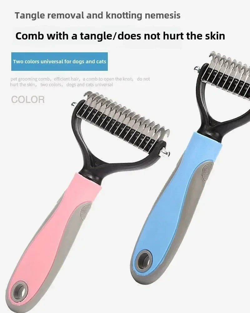 1pc Stainless Steel Dual Sided Pet Comb, Dog Cat Tangle Remover Brush, Portable Grooming Accessory for Household Pets by PawHaven