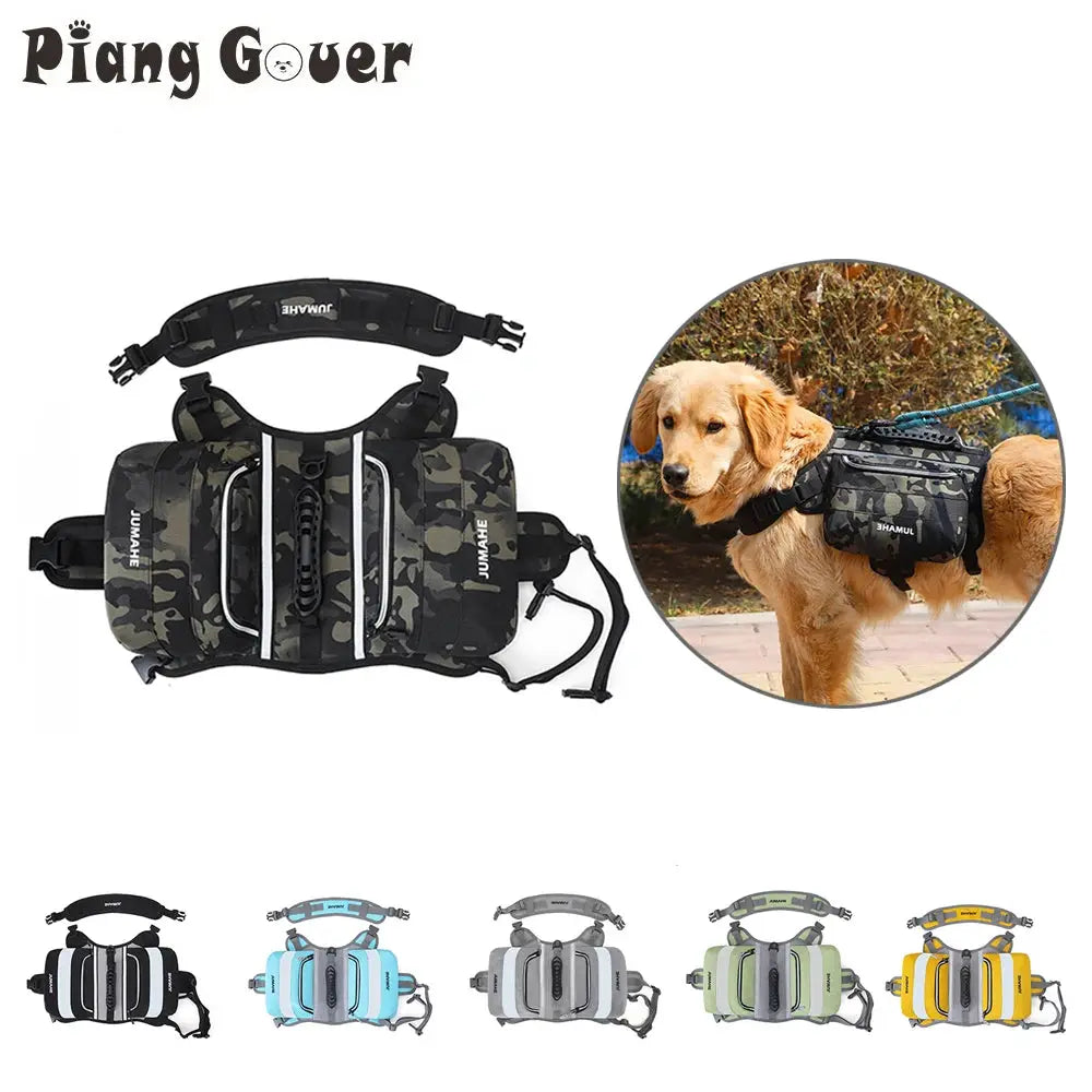 Pet Snack Bag Outdoor Dog Backpacks Harness Reflective Chest Strap Double Bags Vest Walk Travel Camping for Medium Large Dog by PawHaven