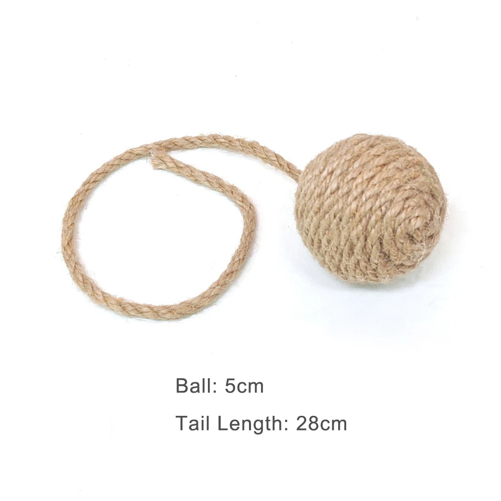 Hanging Furry Balls Cat House Toys Accessories Sisal Hang Ball Pet Toy Supplies by PawHaven