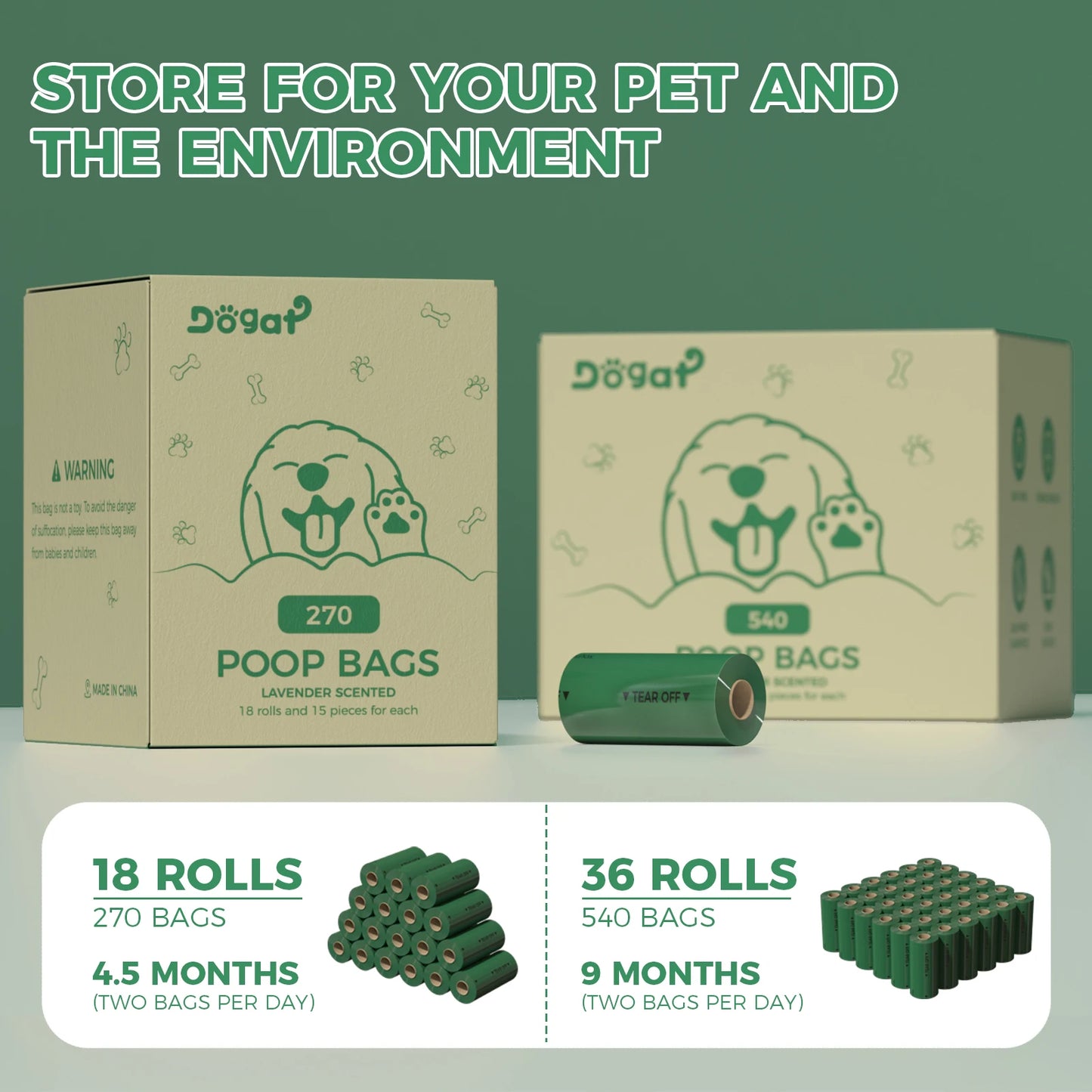 Extra Thick Biodegradable Poop Bags For Dogs Lavender Scent by PawHaven