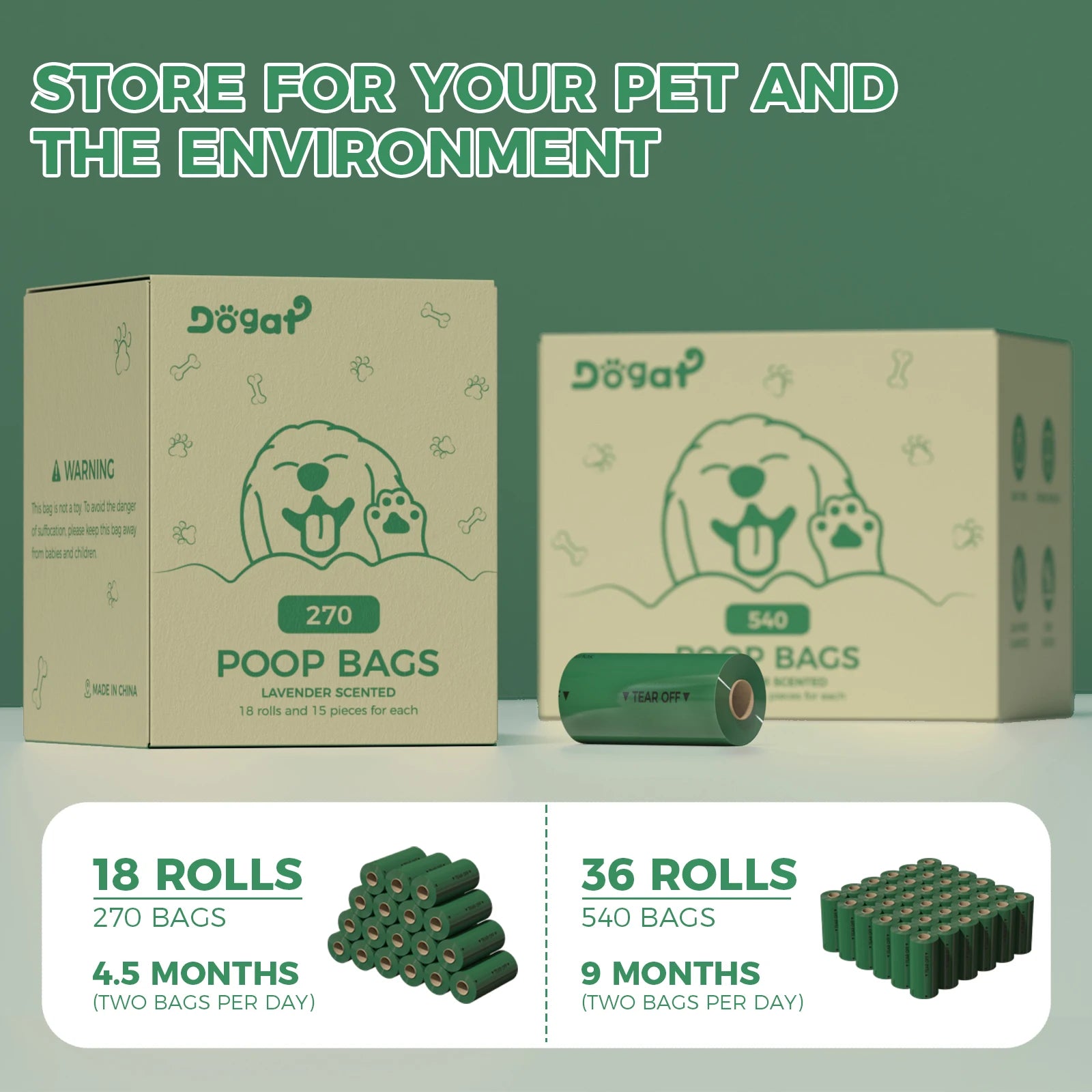Extra Thick Biodegradable Poop Bags For Dogs Lavender Scent by PawHaven