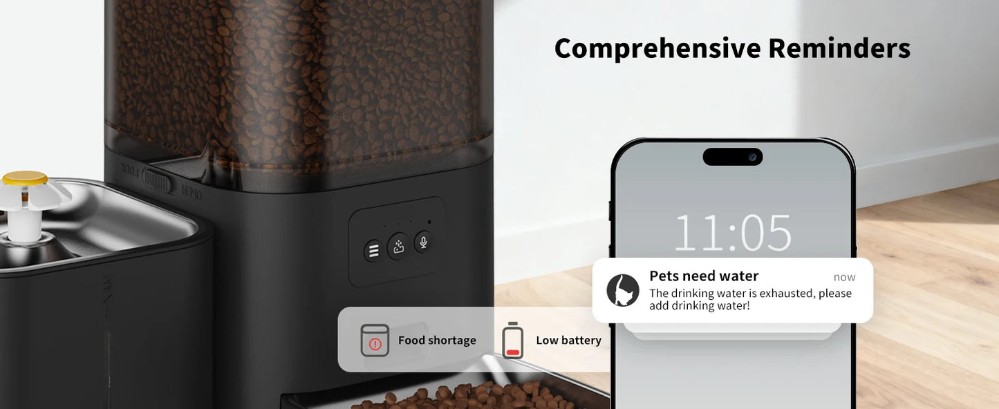 DOEL 2-in-1 Smart Cat Feeder 6L Dry Feeder & 2.5L Cat Water Fountain w/ App Control Timed Feeding For Small Dogs Food Dispenser by PawHaven