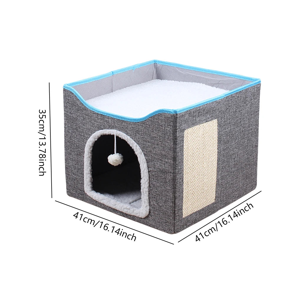 Premium Velvet Cat Cave With Scratching Pad by PawHaven
