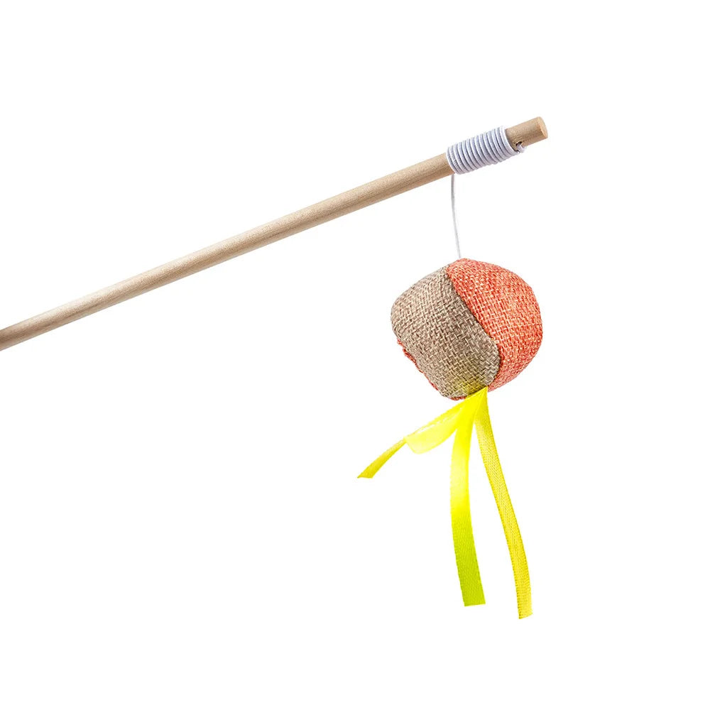 Teaser Cat Toy with Ball, Interactive Wand for Exercise and Play, Dangly Feathers and Catnip for Mental Stimulation by PawHaven