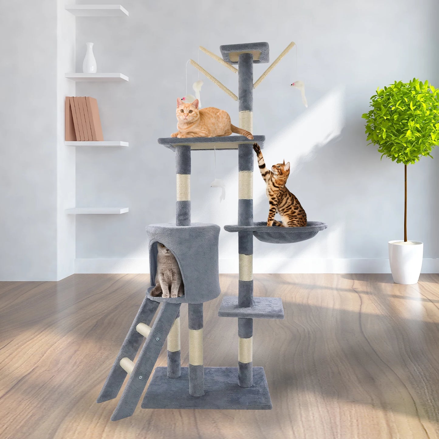 Briefness Premium Five Tier Cat Tree With Scratching Post by PawHaven
