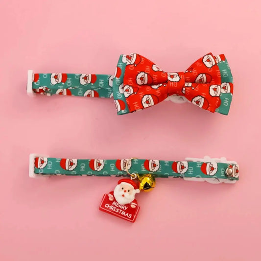 Christmas Pet Bow Tie Collar Set with Bell, Breakaway Safety Buckle, Anti-Choking for Cats Dogs Xmas Bowtie Bell Pet Collar Kit by PawHaven