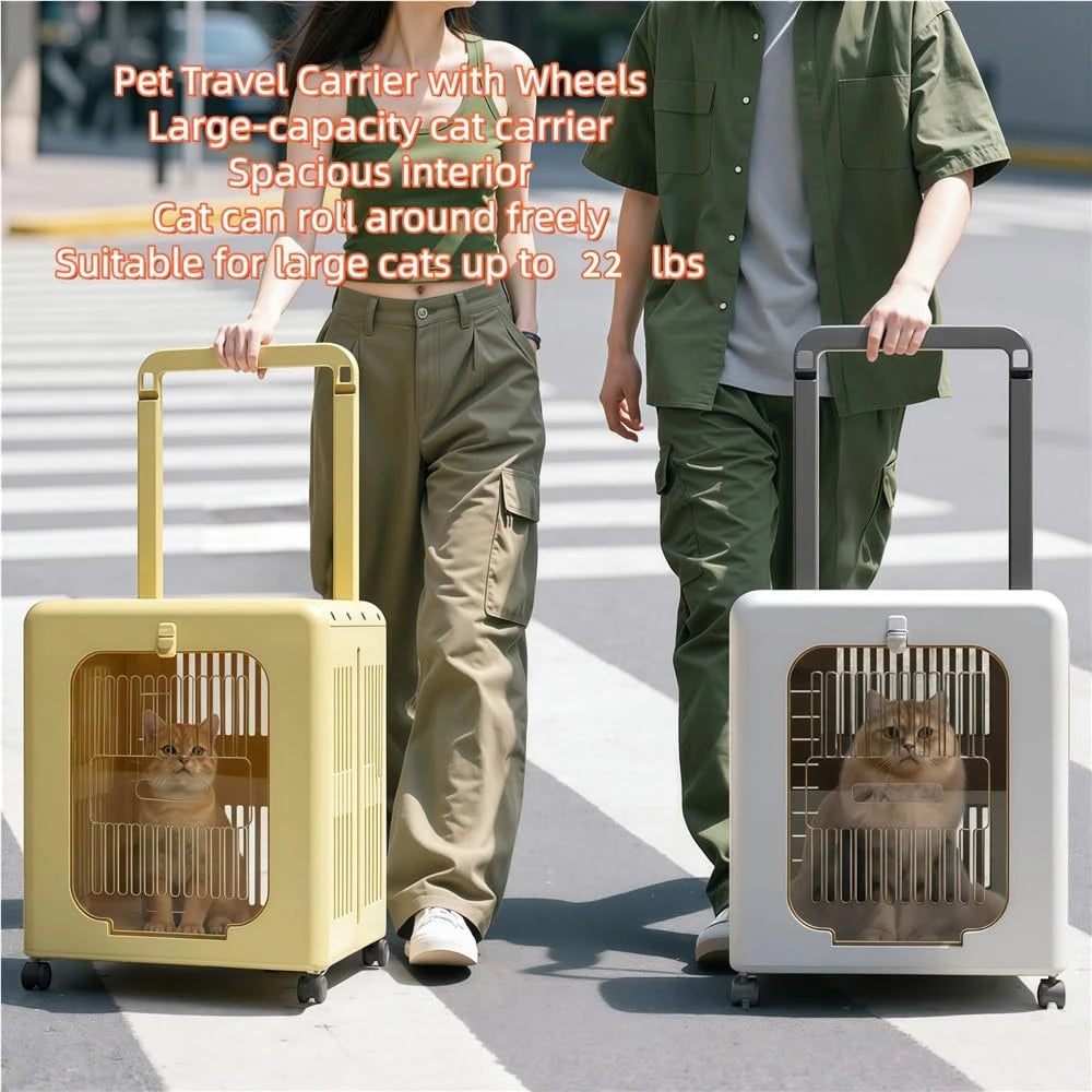Portable Folding Pet Carrier Compatible for Cats and Small Dogs Pet Stroller, Wide Open Breathable Carrier for Outings(Yellow) by PawHaven