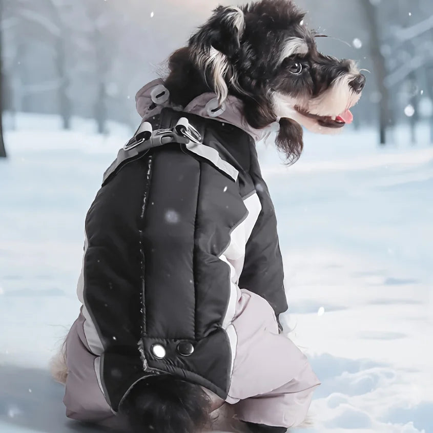 Autumn and winter new dog clothes, four-legged cotton jacket, outdoor reflective leash, thick coat for keeping dogs warm by PawHaven