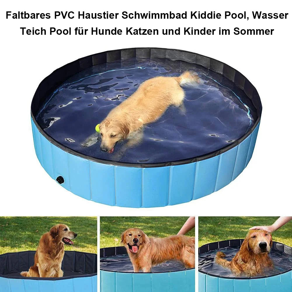 160*30cm/120*30cm/80*20cm Pet Pool Foldable Dog Bath Swimming Pool Portable Pet Pool With Drain valve Outdoor Dog Bathing Tub by PawHaven