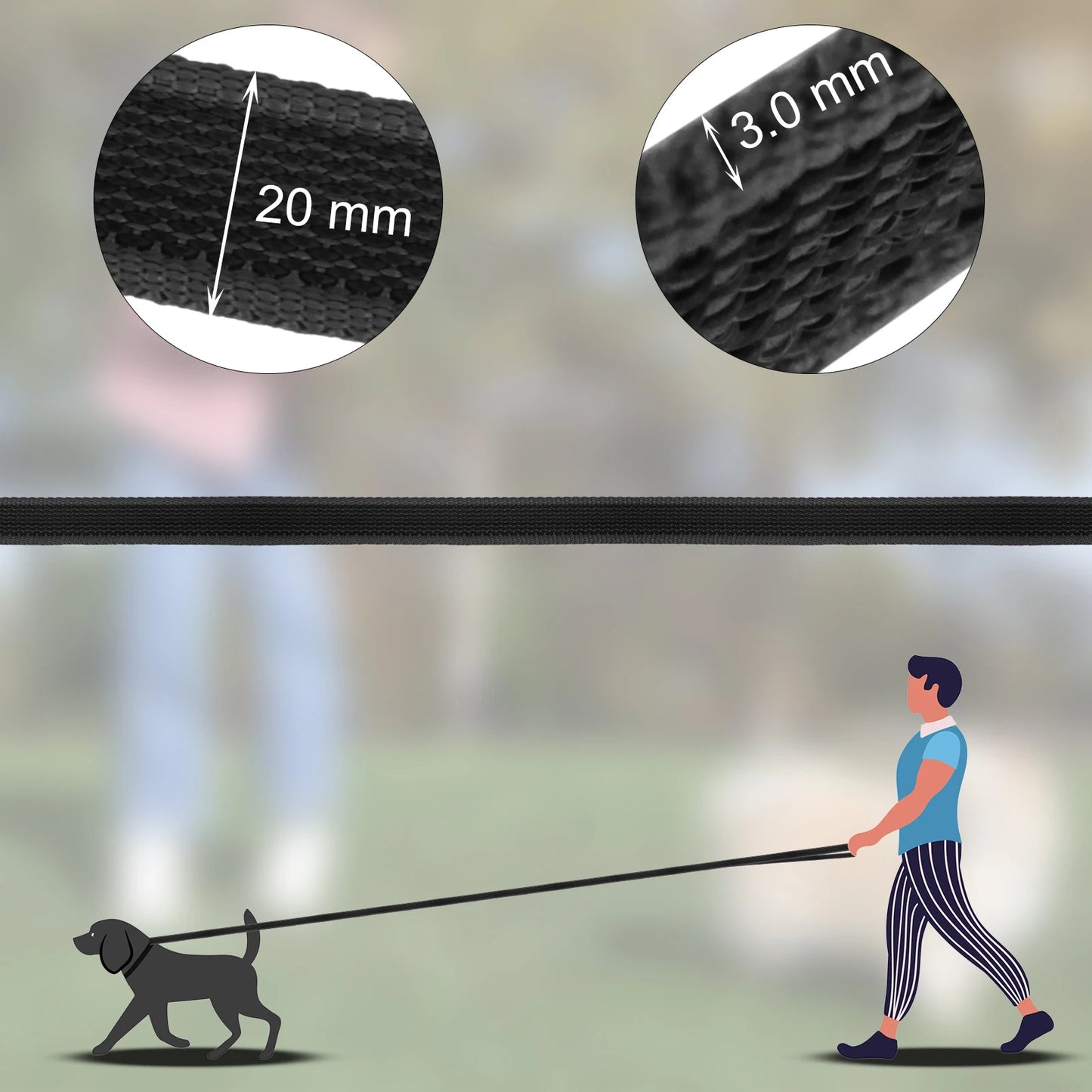 1.5M/2M/5M/3M/15M Medium small Long Dog Leash Latex Silk Easy and Convenient Training Big Dual color dog leash 10 meters by PawHaven