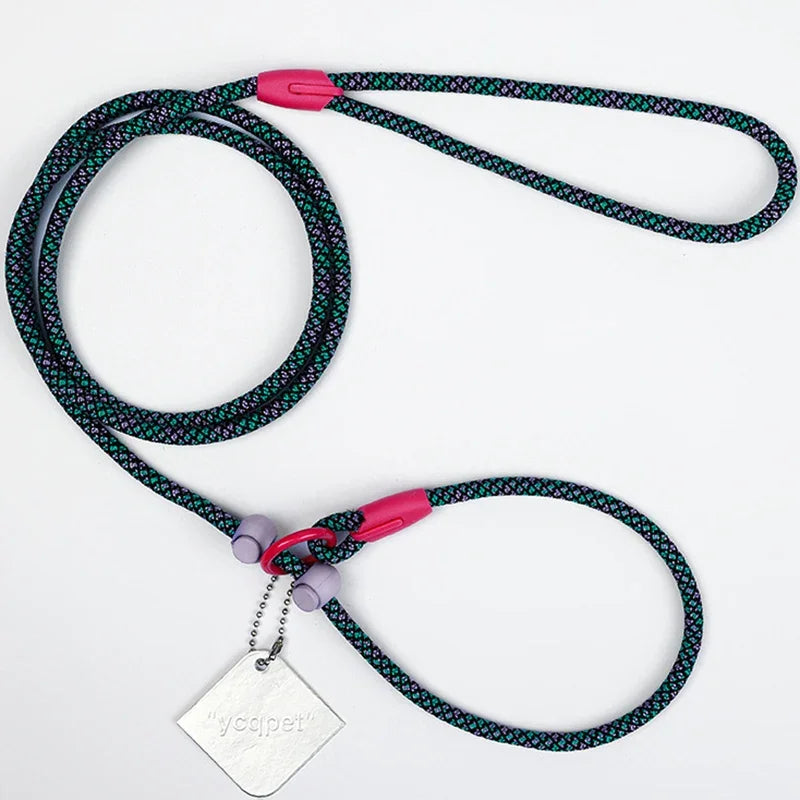 Nylon Colourful Leashes Pet Small Dog Round Rope Lead P Chain Collar Adjustable for Dogs Training Puppy Walking Leash by PawHaven