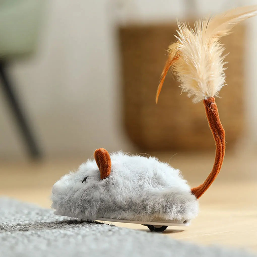 Automatic Cat Toys Made Of Cotton Wool And Silicone For Feline Friend Easy To For Charging BS light gray by PawHaven