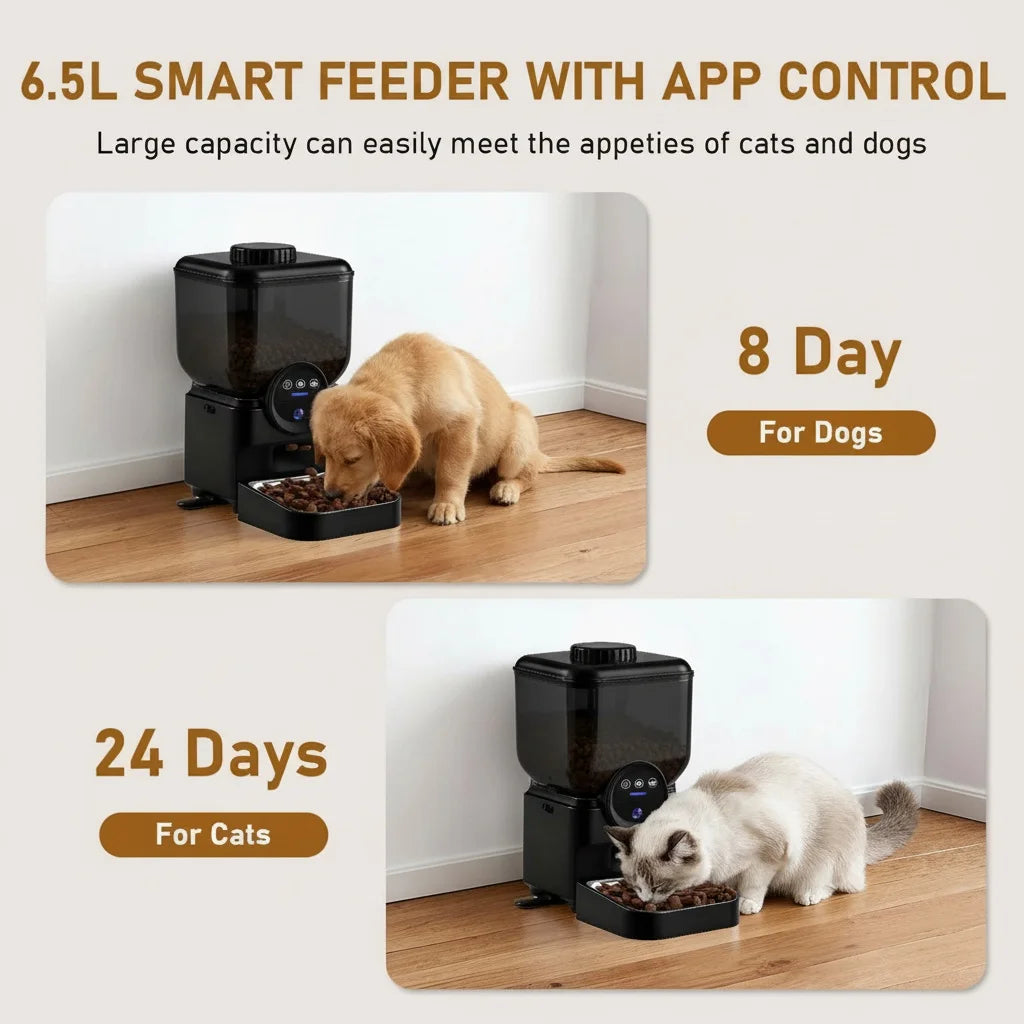 Automatic Cat Feeder Rechargeable Wifi Smart Pet Feeder App Controlled Cat Feeder With Camera Built-in battery Cat Dog Feeder by PawHaven
