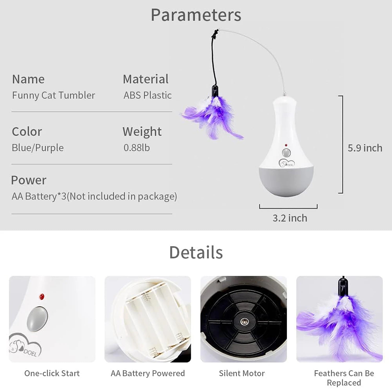 Premium Cat Feather Toy Rotating Interactive Teaser by PawHaven