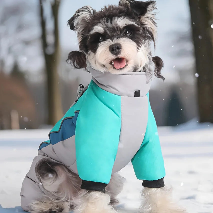 Autumn and winter new dog clothes, four-legged cotton jacket, outdoor reflective leash, thick coat for keeping dogs warm by PawHaven