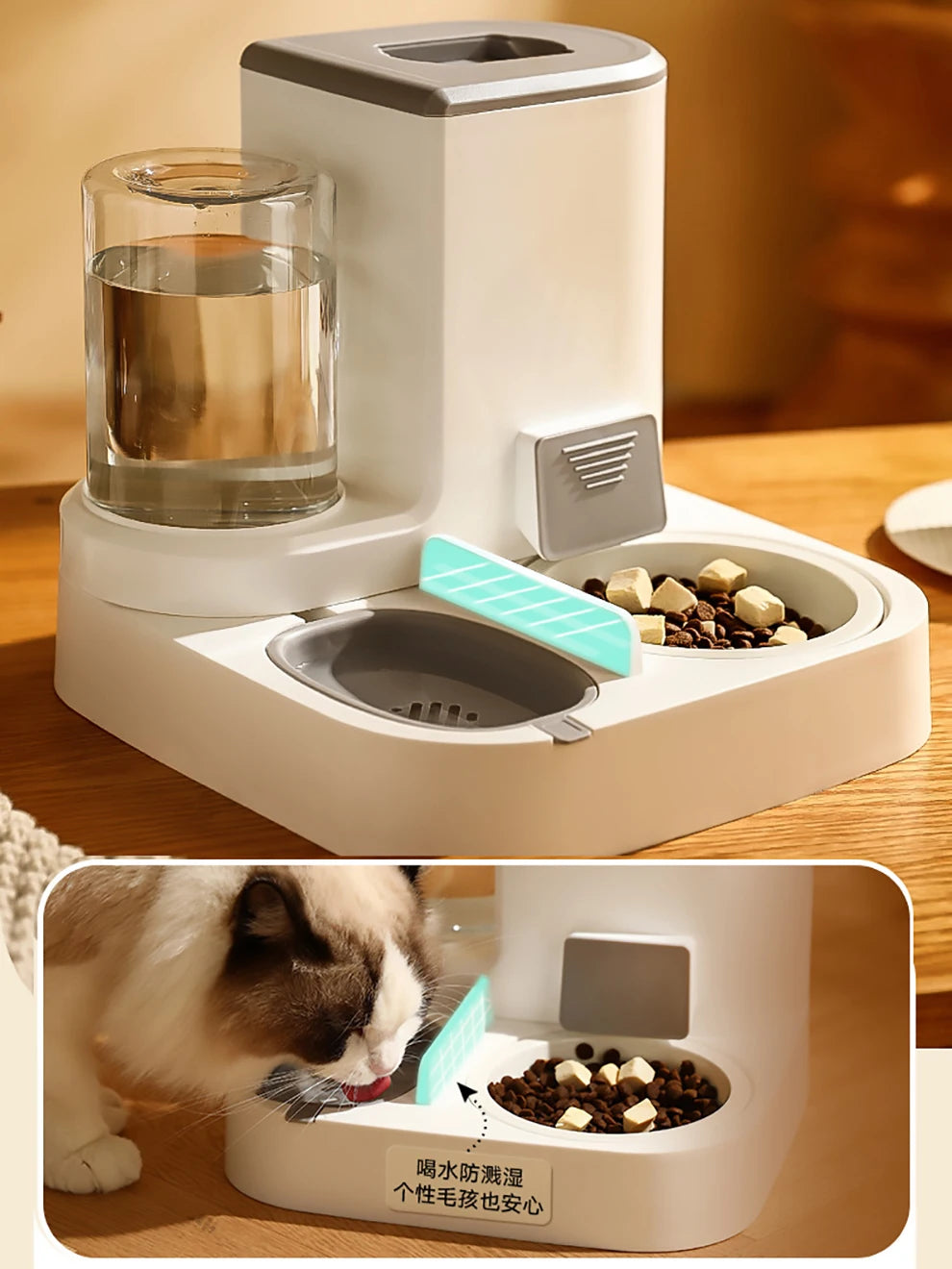 Premium Spillproof Cat Water Fountain And Auto Feeder by PawHaven