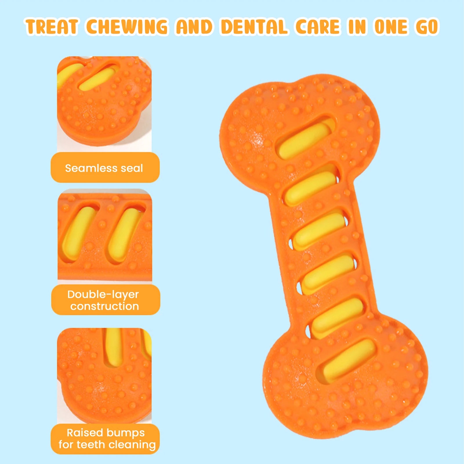 Premium Dog Dental Toy Set Textured Squeaky Bones by PawHaven