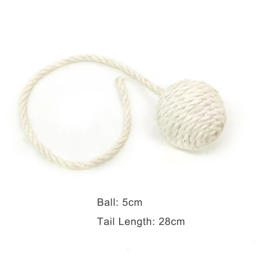 Hanging Furry Balls Cat House Toys Accessories Sisal Hang Ball Pet Toy Supplies by PawHaven