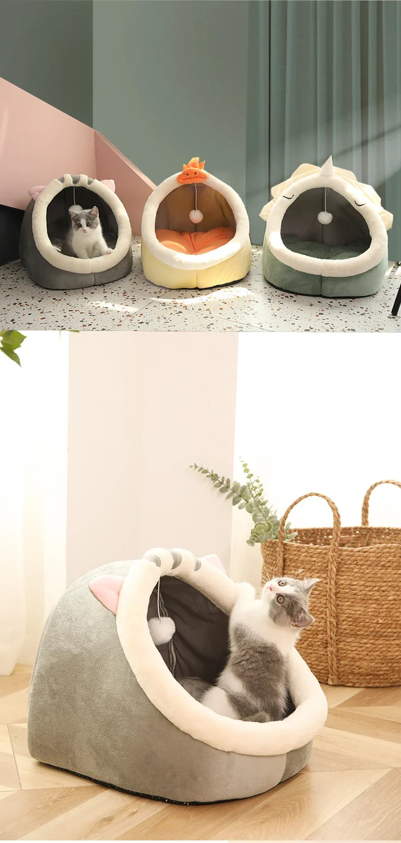 Cat Pad Bed Sweet Soft Warm Pet Basket Cozy Kitten Lounger Cushion Pet House Tent Small Dog Mat For Washable Cats winter Beds by PawHaven