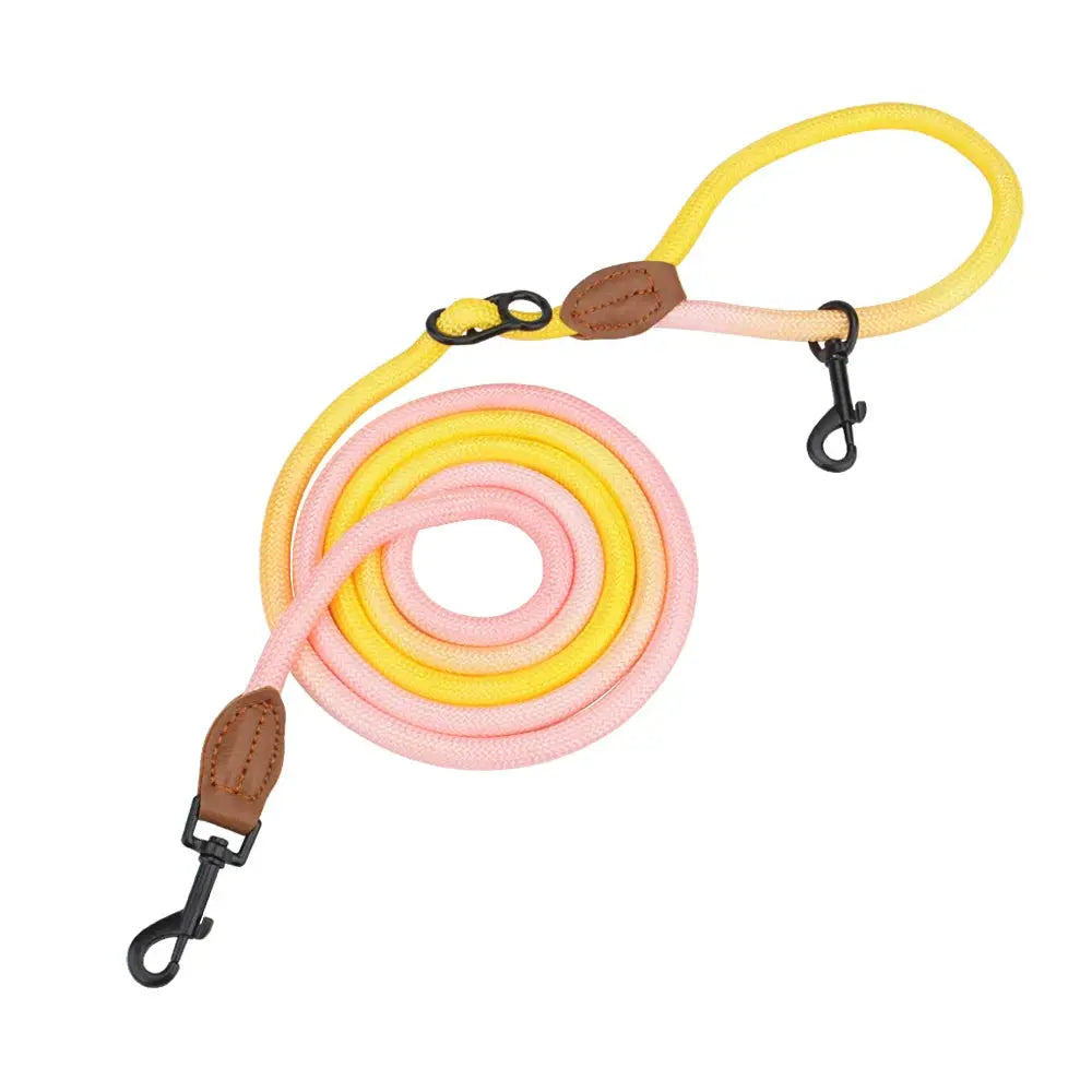 Double Head Dog Leash Crossbody Pet Round Traction Rope Lead Training Walking Cat Leashes by PawHaven