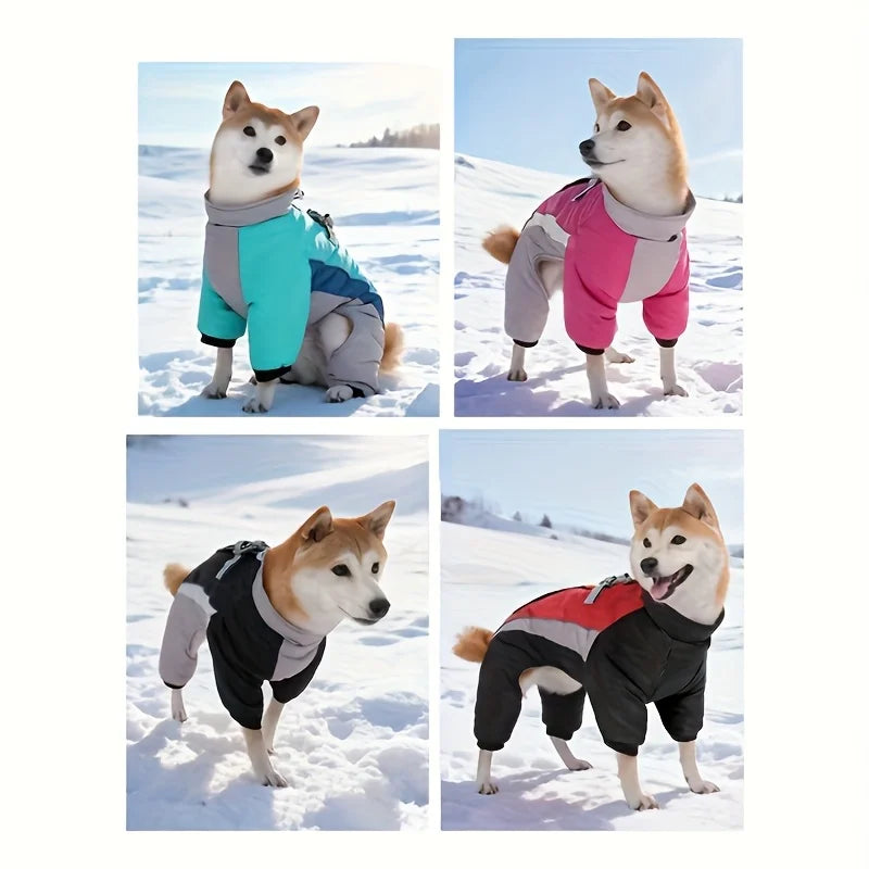 Autumn and winter new dog clothes, four-legged cotton jacket, outdoor reflective leash, thick coat for keeping dogs warm by PawHaven