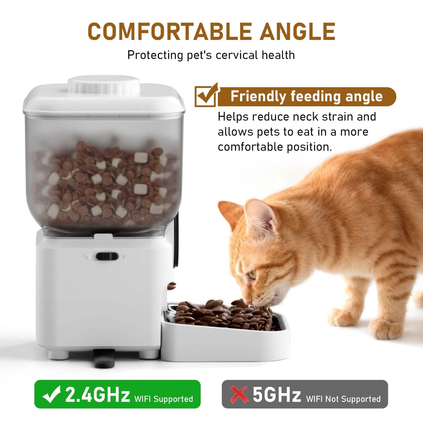 6.5L Automatic Cat Feeder Rechargeable WIFI Smart Pet Feeder App Controlled Cat Feeder With Camera Built-in battery For Cat Dog by PawHaven