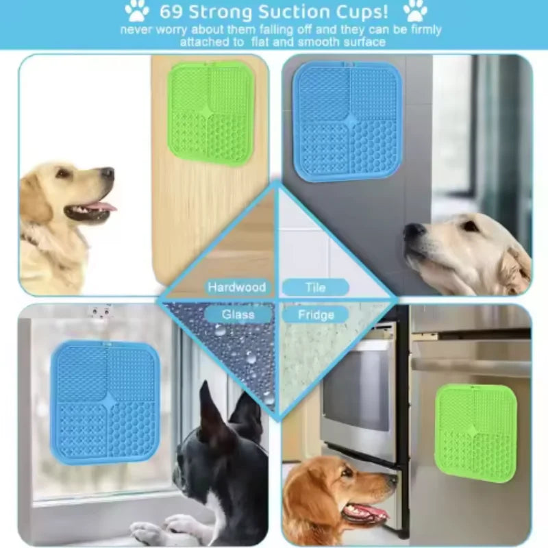 Pet Lick Silicone Mat Dogs Pet Slow Food Plate for Dog Bathing Distraction Silicone Dog Sucker Food Training Dog Feeder Supplies by PawHaven