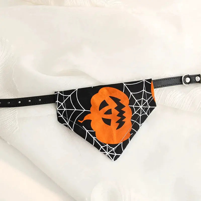 Cat Collar Pet Bandana Dog Bow Tie, Medium Dogs, Halloween Decor, Cute Adjustable for Kitten Puppy with Leash Ring by PawHaven