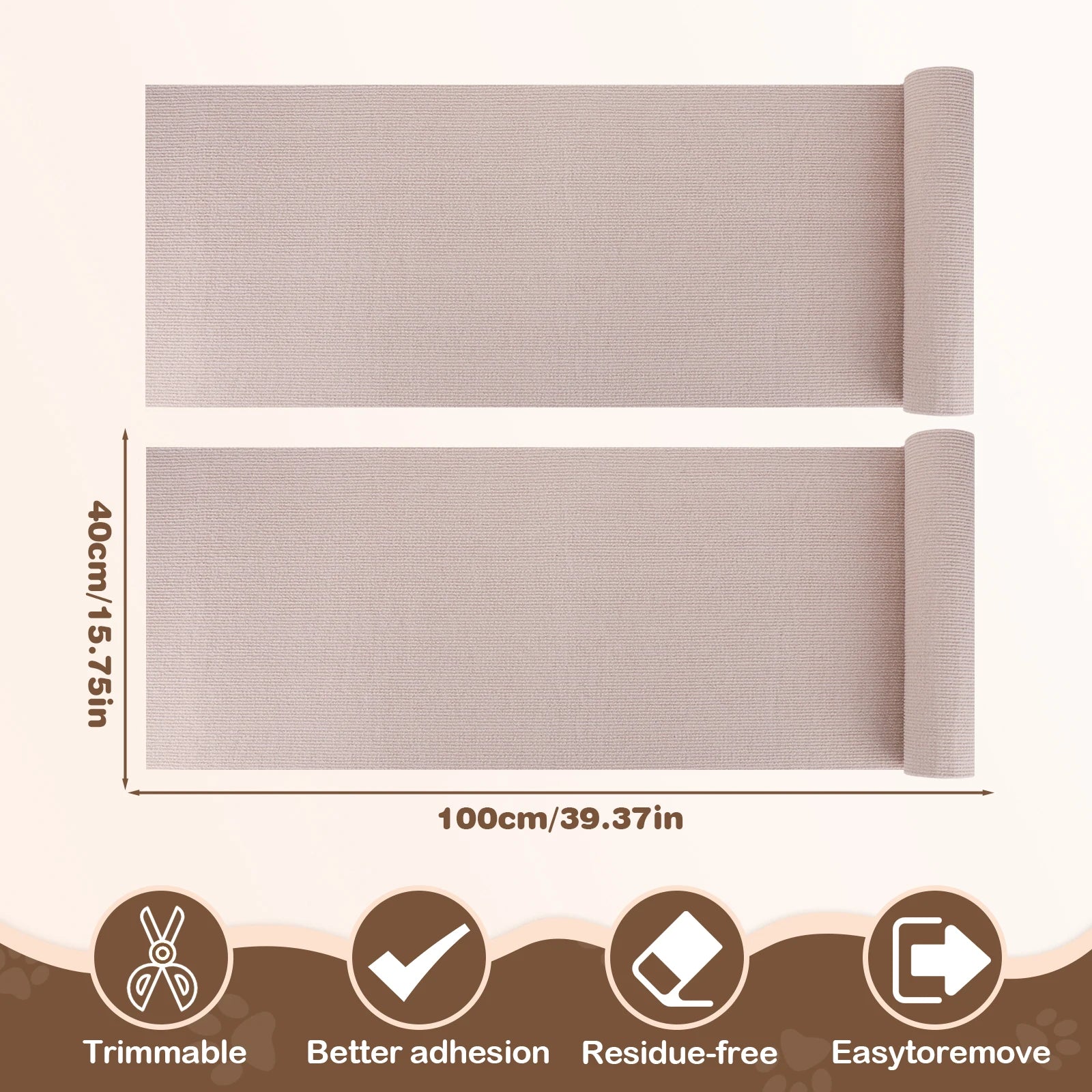 2Pcs Cat Scratch Sofa Mat Self-Adhesive Trimmable Carpet Pad Sofa Corner Home Pet Scratcher Multi-Purpose Cats Scratching Pad by PawHaven