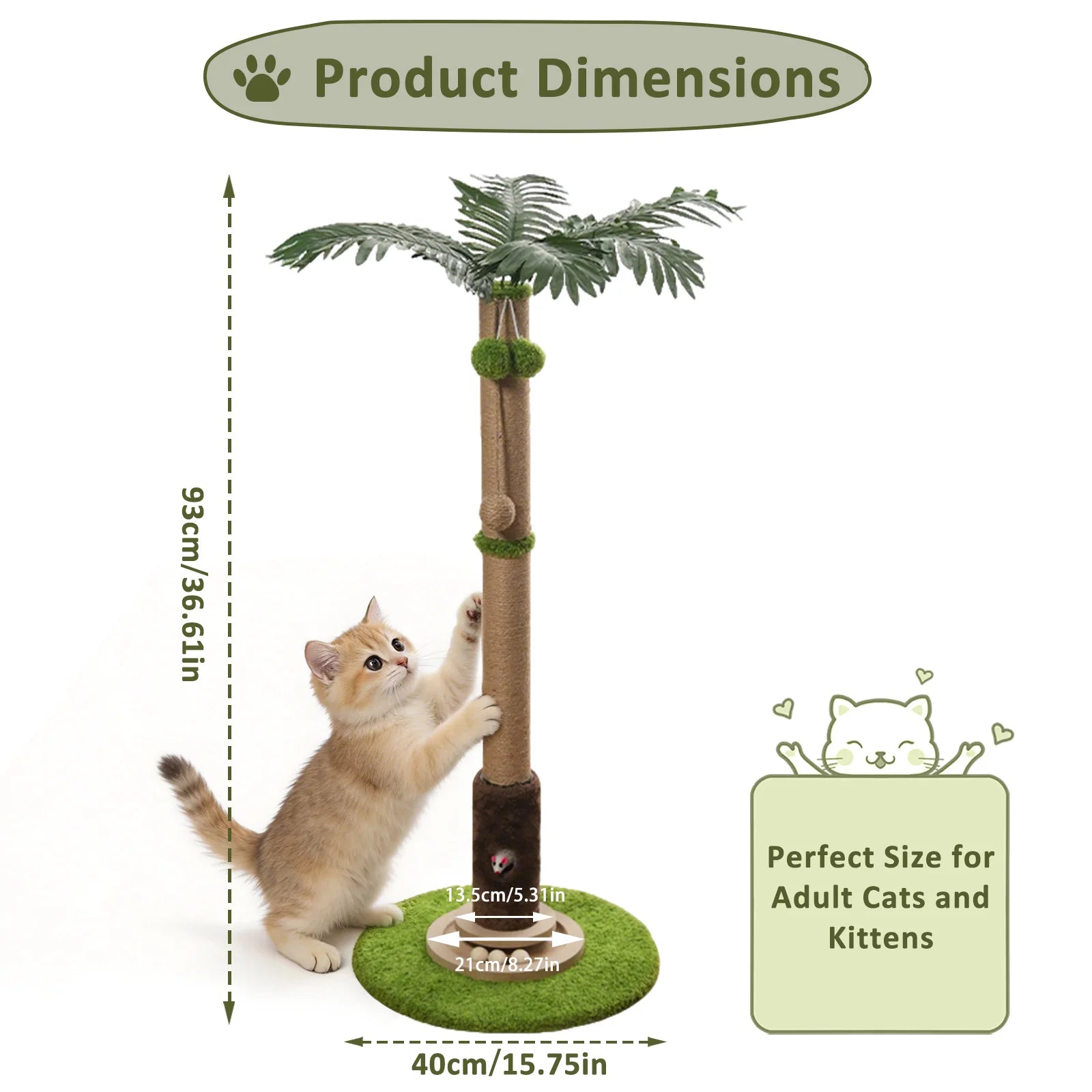 Premium Sisal Tree Cat Scratcher With Toys by PawHaven