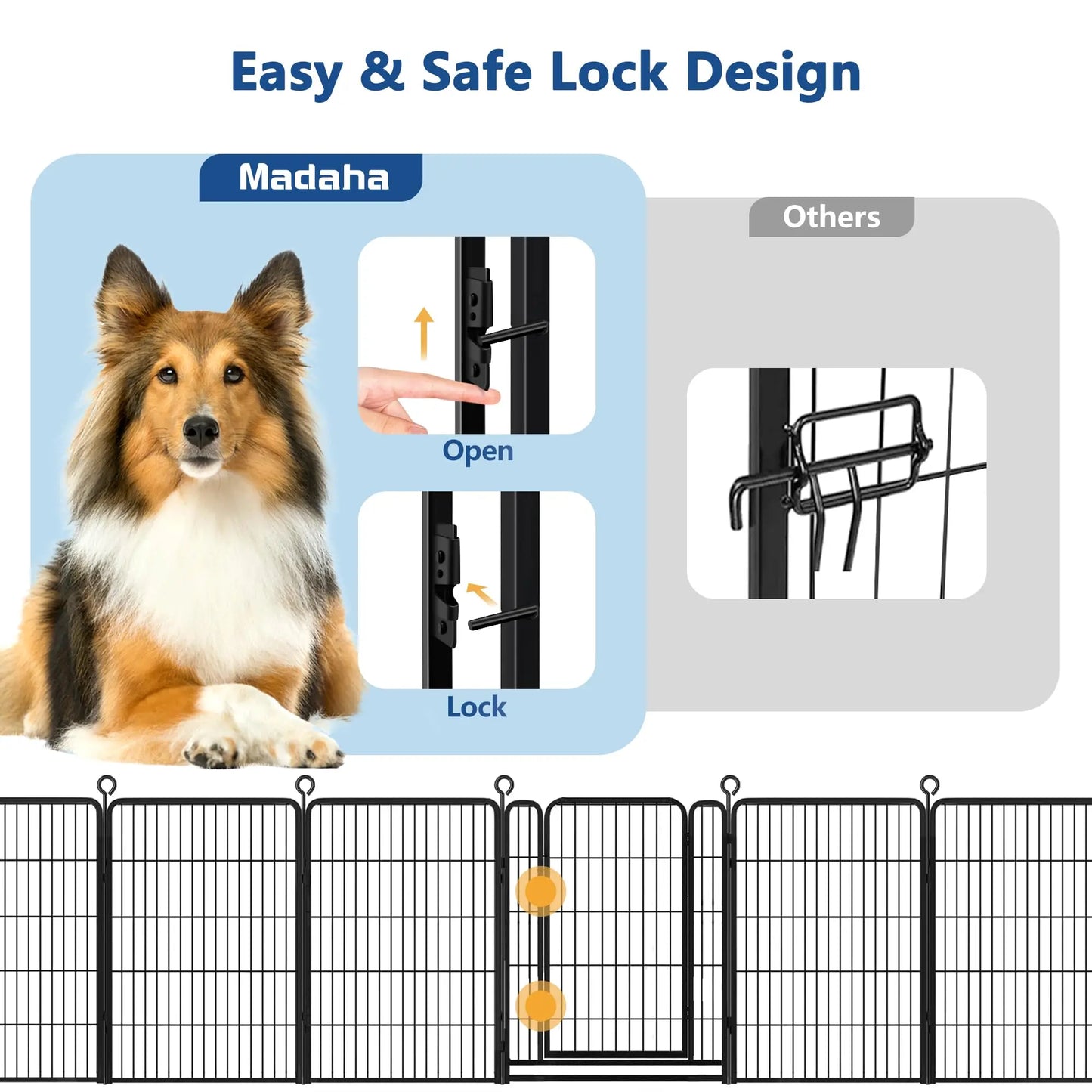 Heavy-Duty 8 Panels Dog Playpen Indoor & Outdoor Pet Exercise Pen with Door Rust-Proof Iron Metal Fence Dog Playpen for Puppies by PawHaven