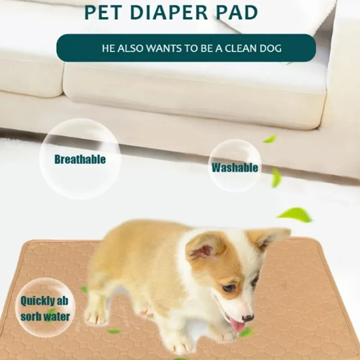 Dog Pee Pad Reusable Washable Dog Urine Mat Car Seat Floor Sofa Waterproof Absorbent Puppy Cat Training Diaper Mat Pet Supplies by PawHaven